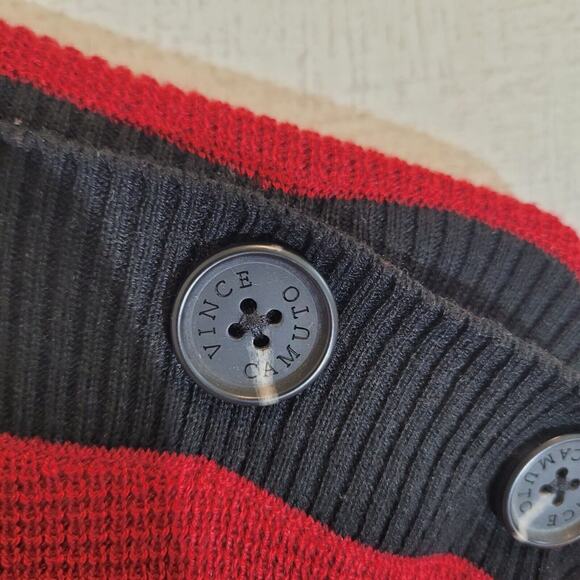 Vince Camuto Sweater Womens Medium Red Button Shoulder Colorblock Holiday NWT - Picture 3 of 11
